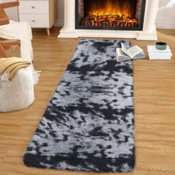 Ameha Tye Dye Grey Shaggy Runner For Living Bedroom Kitchen Mat Pet Friendly Modern Rugs, 60X220 Cm - thumbnail 6