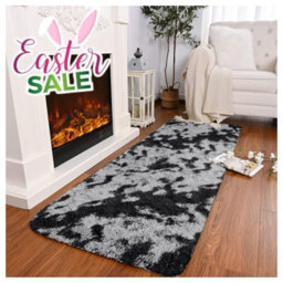Ameha Tye Dye Grey Shaggy Runner For Living Bedroom Kitchen Mat Pet Friendly Modern Rugs, 60X220 Cm - thumbnail 2
