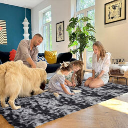 Ameha Tye Dye Grey Shaggy Runner For Living Bedroom Kitchen Mat Pet Friendly Modern Rugs, 60X220 Cm - thumbnail 4