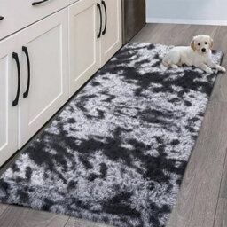 Ameha Tye Dye Grey Shaggy Runner For Living Bedroom Kitchen Mat Pet Friendly Modern Rugs, 60X220 Cm - thumbnail 8
