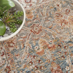 Blue Traditional Bordered Geometric Easy To Clean Rug For Dining Room Bed Room And Living Room-160Cm X 234Cm - thumbnail 4