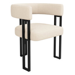 Btm Dining Chairs Set Of 4, Fabric Upholstered, Curved Backrest, Beige - thumbnail 5