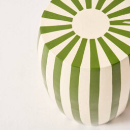 Sweeek - Side Table End Table Bedside Table In Enameled Steel Two-Tone Stripes Diam.35 X H 46Cm Green 35X35X46 Cm - Mizzy - thumbnail 7