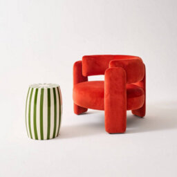 Sweeek - Side Table End Table Bedside Table In Enameled Steel Two-Tone Stripes Diam.35 X H 46Cm Green 35X35X46 Cm - Mizzy - thumbnail 4