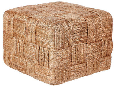 Wyld And Coco Beige Jute Pouf Ottoman 50 X 50 Cm With Eps Bead Filling - image 1