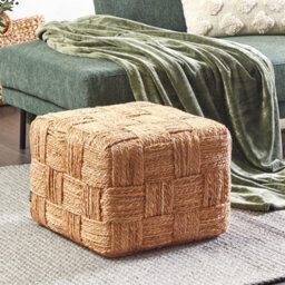 Wyld And Coco Beige Jute Pouf Ottoman 50 X 50 Cm With Eps Bead Filling - thumbnail 2