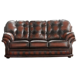 Chesterfield 3 Seater Antique Light Rust Leather Sofa Bespoke In Knightsbridge Style - thumbnail 1