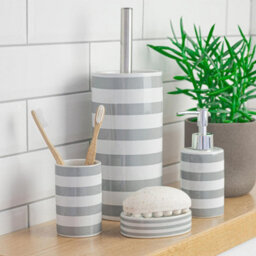 Harbour Housewares Ceramic Soap Dish - Grey Stripe - thumbnail 6