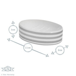 Harbour Housewares Ceramic Soap Dish - Grey Stripe - thumbnail 3