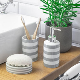 Harbour Housewares Ceramic Soap Dish - Grey Stripe - thumbnail 5
