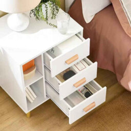 Bedside Table With 3 Drawers And 2 Shelves Bedroom Living Room - thumbnail 2
