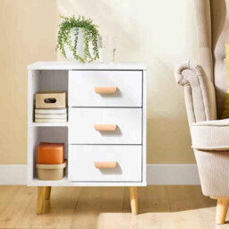 Bedside Table With 3 Drawers And 2 Shelves Bedroom Living Room - thumbnail 5