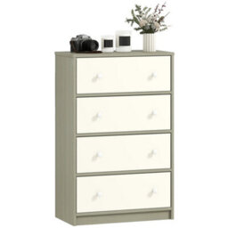 Homcom Chest Of Drawers, 4 Drawer Dresser For Bedroom, White And Grey - thumbnail 2