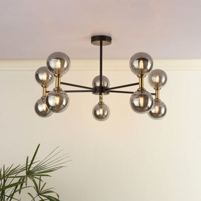 Pagazzi Lighting Pagazzi Loxley 10 Light Black & Gold Semi Flush Ceiling Light - image 1