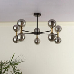 Pagazzi Lighting Pagazzi Loxley 10 Light Black & Gold Semi Flush Ceiling Light - thumbnail 2