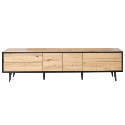 Wyld And Coco Loftcraft Tv Stand - Light Brown Mdf, 2 Doors, 4 Drawers, Metal Legs, Wide 180Cm - image 1