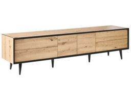 Wyld And Coco Loftcraft Tv Stand - Light Brown Mdf, 2 Doors, 4 Drawers, Metal Legs, Wide 180Cm - thumbnail 3