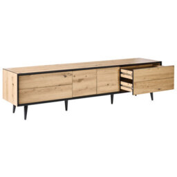Wyld And Coco Loftcraft Tv Stand - Light Brown Mdf, 2 Doors, 4 Drawers, Metal Legs, Wide 180Cm - thumbnail 6