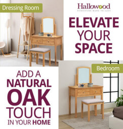 Hallowood Furniture Hereford Oak Dressing Table Set With Stool And Mirror - thumbnail 6