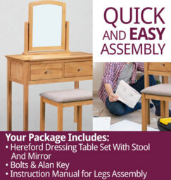 Hallowood Furniture Hereford Oak Dressing Table Set With Stool And Mirror - thumbnail 7
