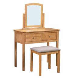 Hallowood Furniture Hereford Oak Dressing Table Set With Stool And Mirror - thumbnail 8