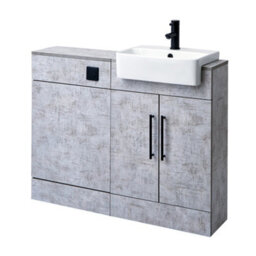 Homestylestore 1050mm Concrete Grey Bathroom Combination Vanity Toilet Wc Unit And Black T Bar Handles - thumbnail 2