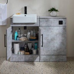 Homestylestore 1050mm Concrete Grey Bathroom Combination Vanity Toilet Wc Unit And Black T Bar Handles - thumbnail 3