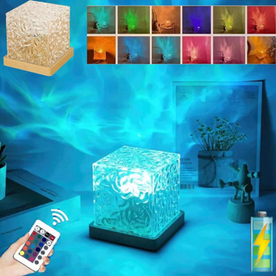 thumbnail image 2 of Cube Northern Lights Water Wave LED Night Light With Remote – USB Atmosphere Lamp For Bedroom 2 of 3