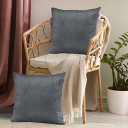 Ameha Stripe Velvet Grey Cushion Cover 18X18 Inch Set Of 2, Soft Breathable Hypoallergenic Zip Closure - thumbnail 7