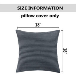 Ameha Stripe Velvet Grey Cushion Cover 18X18 Inch Set Of 2, Soft Breathable Hypoallergenic Zip Closure - thumbnail 5