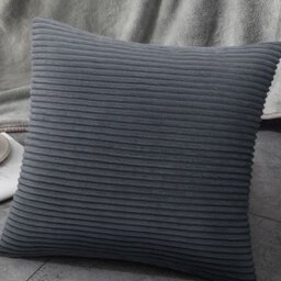 Ameha Stripe Velvet Grey Cushion Cover 18X18 Inch Set Of 2, Soft Breathable Hypoallergenic Zip Closure - thumbnail 8