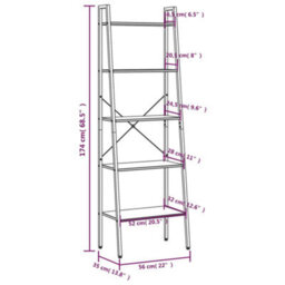 Vidaxl 5-Tier Standing Shelf Light Brown And Black 56X35X174 Cm - thumbnail 8