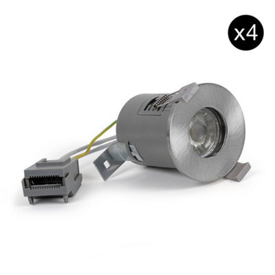 4 Pack - Brushed Chrome Gu10  Fire Rated Downlight - Ip65 - Se Home - image 1