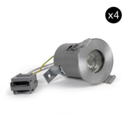 4 Pack - Brushed Chrome Gu10  Fire Rated Downlight - Ip65 - Se Home