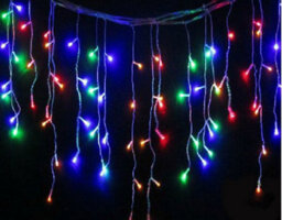 Best Artificial 100 Multi-Coloured Led Outdoor Icicle Christmas String Lights 2.4M In Length Battery Powered - thumbnail 1