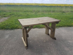 Arbor Garden Solutions Hollies Wooden Garden Table, Outdoor Pinic Dining Desk(5Ft, Rustic Brown Finish) - thumbnail 5