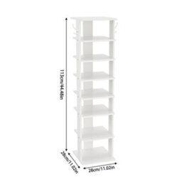 Thehotsale 8 Tier Square Stable And Heavy-Duty White Particle Board Shoe Rack With Hooks - thumbnail 9