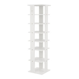 Thehotsale 8 Tier Square Stable And Heavy-Duty White Particle Board Shoe Rack With Hooks - thumbnail 5