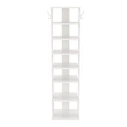 Thehotsale 8 Tier Square Stable And Heavy-Duty White Particle Board Shoe Rack With Hooks - thumbnail 4