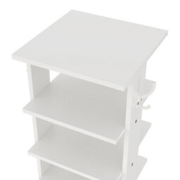 Thehotsale 8 Tier Square Stable And Heavy-Duty White Particle Board Shoe Rack With Hooks - thumbnail 7