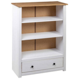 Walplus White Bookcase Solid Pine Wood Panama Range 80X35X110 Cm - thumbnail 4