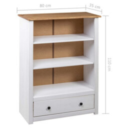 Walplus White Bookcase Solid Pine Wood Panama Range 80X35X110 Cm - thumbnail 9