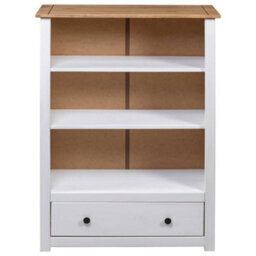 Walplus White Bookcase Solid Pine Wood Panama Range 80X35X110 Cm - thumbnail 6