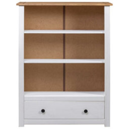 Walplus White Bookcase Solid Pine Wood Panama Range 80X35X110 Cm - thumbnail 3
