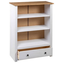 Walplus White Bookcase Solid Pine Wood Panama Range 80X35X110 Cm - thumbnail 5