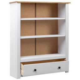 Walplus White Bookcase Solid Pine Wood Panama Range 80X35X110 Cm - thumbnail 2
