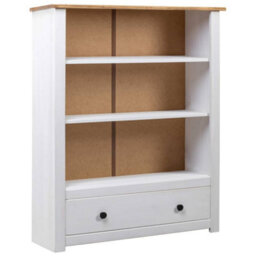 Walplus White Bookcase Solid Pine Wood Panama Range 80X35X110 Cm