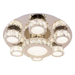 Luminosa Lighting Luminosa Amur Ceiling Light Chrome K9 Crystals 7X Led 4000K - thumbnail 1