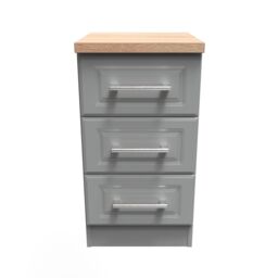 Sevilla Ready Assembled Matt Dark Grey Light Oak Effect 3 Drawer Bedside Chest (H)695mm (W)395mm (D)415mm - thumbnail 2