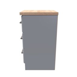 Sevilla Ready Assembled Matt Dark Grey Light Oak Effect 3 Drawer Bedside Chest (H)695mm (W)395mm (D)415mm - thumbnail 6
